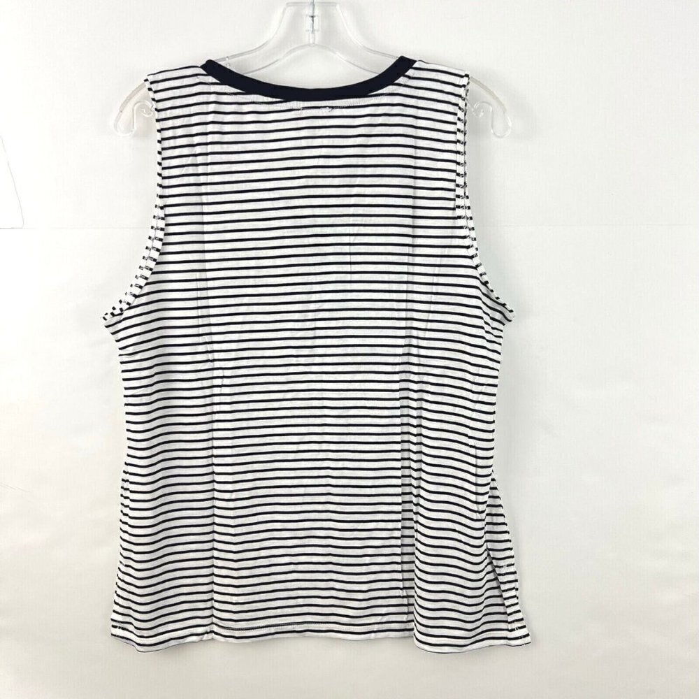 Talbots Womens Petites XL White Blue Stripped Sleeveless Tencel Blend NWT - Picture 5 of 6